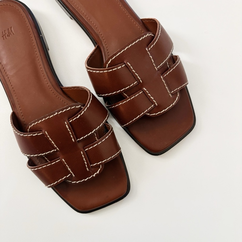 H&M Brown Vegan Leather Sandals Size 6 - Picture 4 of 6